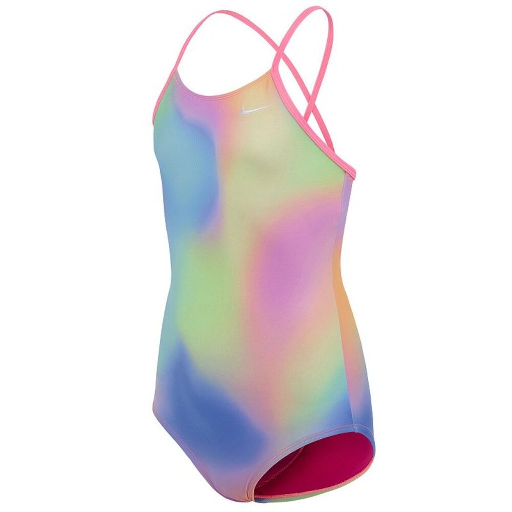 Nike Girl's Swimsuit Spectrum Crossback One-Piece Small 8-10 Multi Color NEW